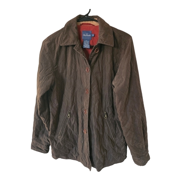 Faconnable Jacket Women XS Brown Quilted Elbow Patch Outerwear Long Sleeve - Picture 1 of 13